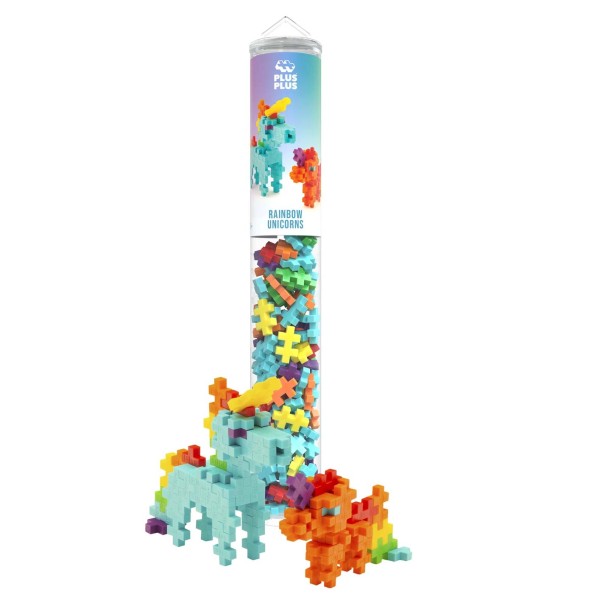 Plus-Plus Tube Mini Basic: Regenbogen Einhorn - 100 Bausteine