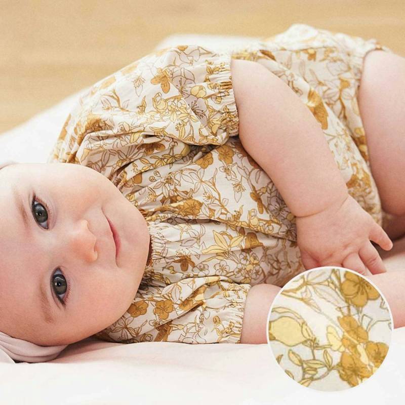 Poplin Kurzarmbody Puffärmelchen floral cremeweiß 62