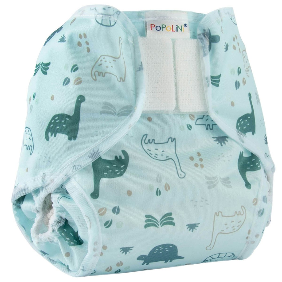 PopoWrap Überhose mit Klett Dino hellblau S