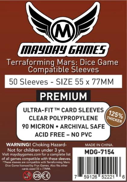 Premium Terraforming Mars: DiceGame Compatible Sleeves (55mm x 77mm) - 7154