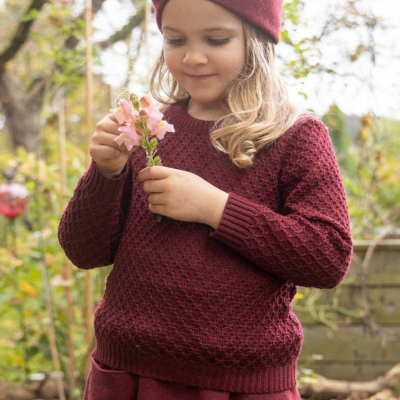 Pullover Zick-Zack Strickmuster cassis 110/116