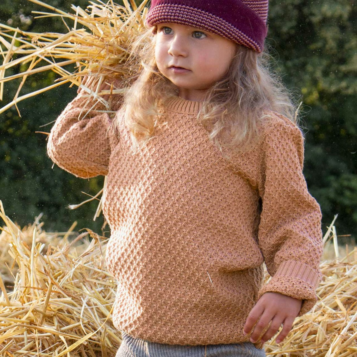 Pullover Zick-Zack Strickmuster rosa 110/116