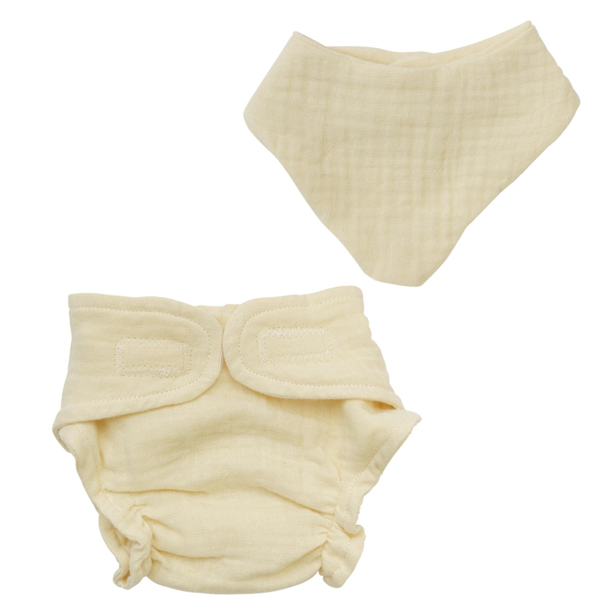 Puppen Stoffwindel & Lätzchen 35-45cm beige, Bio-Baumwolle