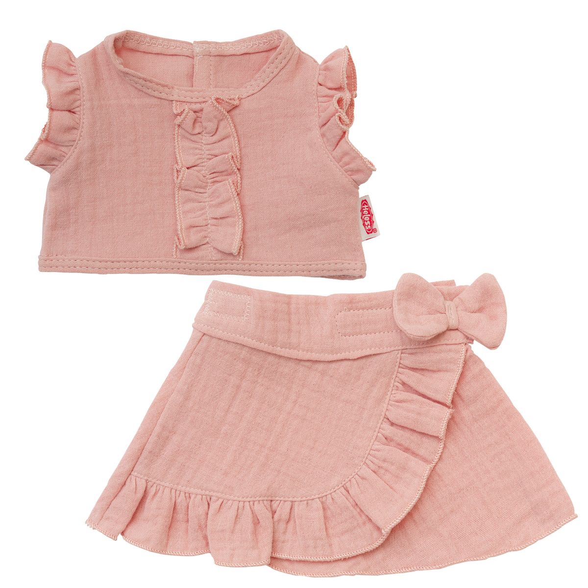 Puppen Wickelrock mit Top 28-35cm rosa, Bio-Baumwolle