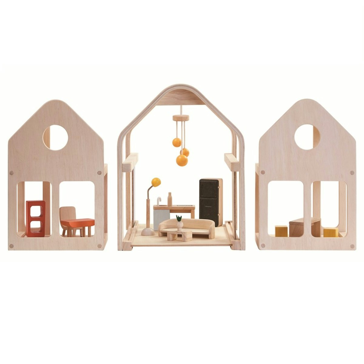 Puppenhaus möbliert zum Tragen und Schieben