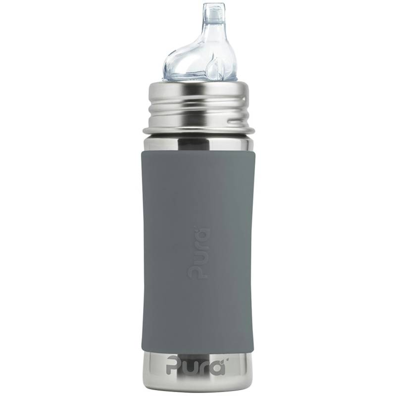 Pura kiki Edelstahl Trinklernflasche ab 6 M - schiefergrau Pura kiki Edelstahl Trinklernflasche ab 6 M - schiefergrau