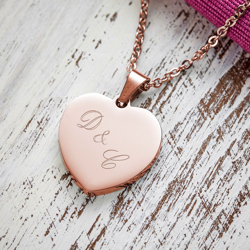 Herzanhänger Rosegold graviert mit Kette - Initialen Herzanhänger Rosegold graviert mit Kette - Initialen von Monsterzeug