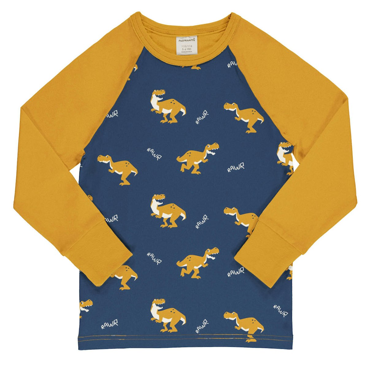 Raglan Langarmshirt T Rex blau 98/104