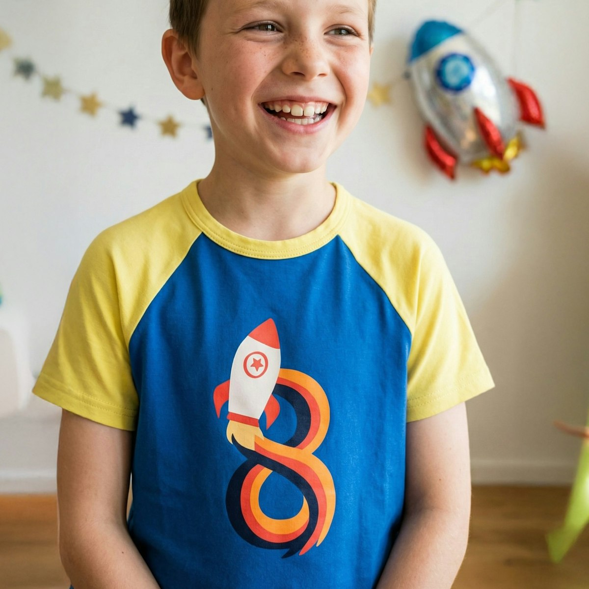 Raglanshirt kurzarm 8 Jahre Rakete 134/140