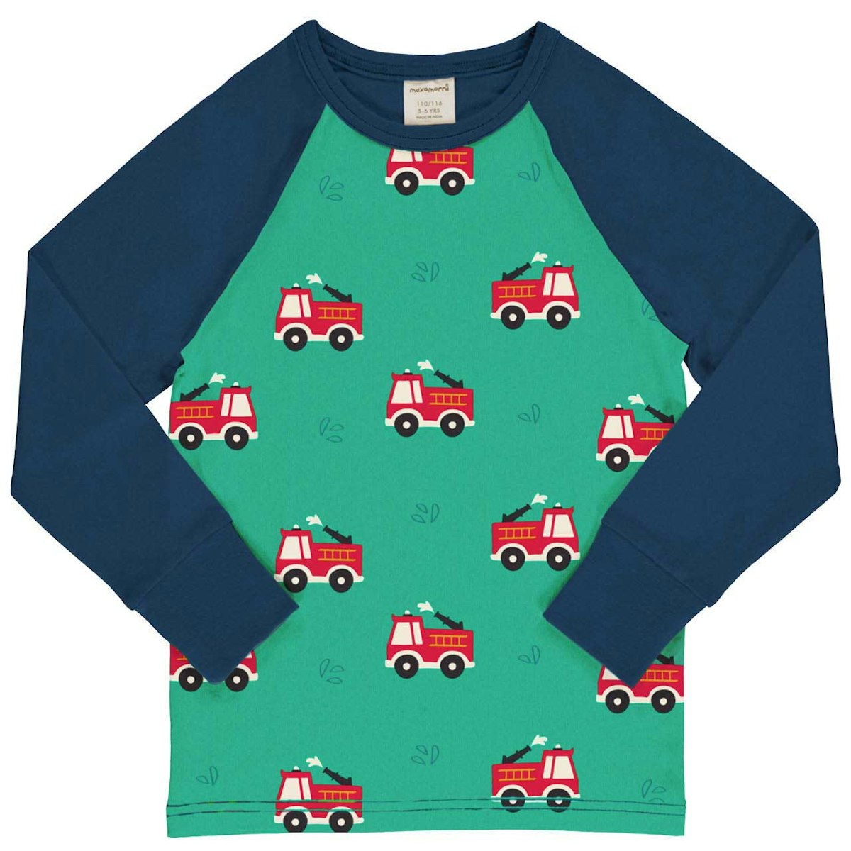 Raglanshirt langarm Feuerwehrautos petrol dunkelblau 86/92