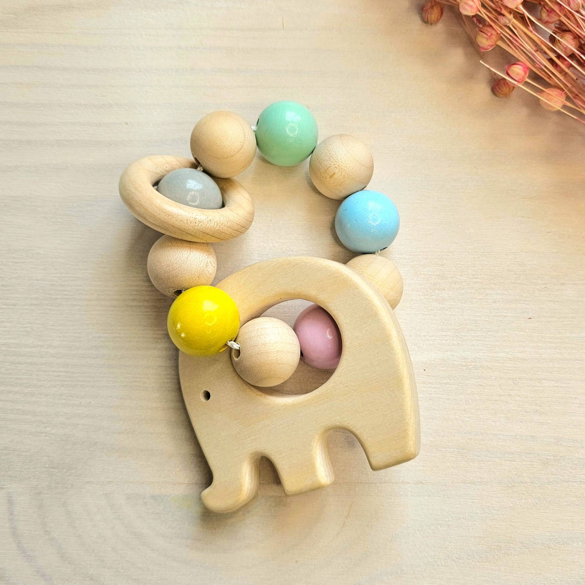 Rassel mit Holzperlen "Elefant"