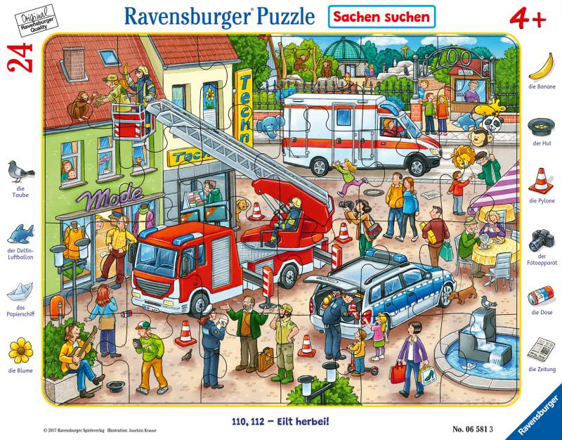 Ravensburger - 110, 112-Eilt herbei! 24 Teile Rahmenpuzzle