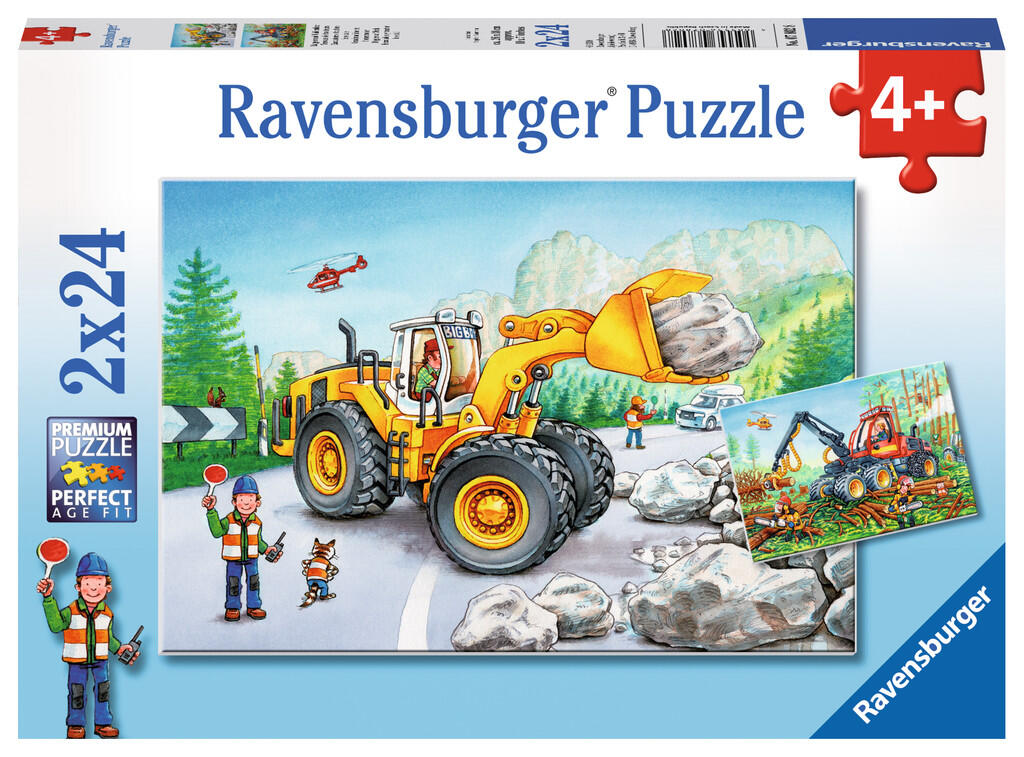 Ravensburger - Bagger und Waldtraktor 2 X 24 eigentlich Radlader und Holzvollernter/Harvester