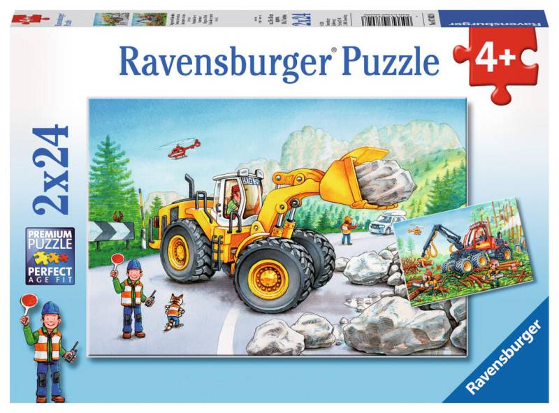 Ravensburger - Bagger und Waldtraktor 2 X 24 eigentlich Radlader und Holzvollernter/Harvester Ravensburger - Bagger und Waldtraktor 2 X 24 eigentlich Radlader und Holzvollernter/Harvester