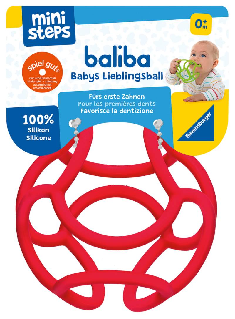 Ravensburger - Greifling baliba rot Silikon - ministeps - baliba - Flexibler Ball, rot