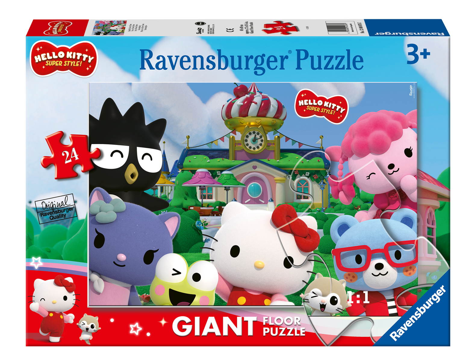Ravensburger - Ravensburger Kinderpuzzle 12004076 - Spaß in Cherry Town - Bodenpuzzle mit 24 großen Puzzleteilen, für Hello Kitty-Fans ab 3 Jahre