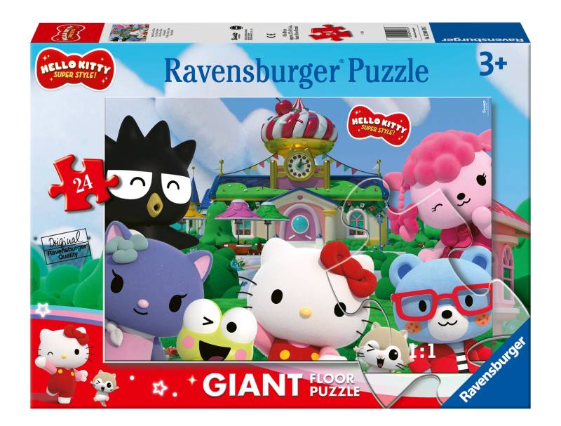 Ravensburger - Ravensburger Kinderpuzzle 12004076 - Spaß in Cherry Town - Bodenpuzzle mit 24 großen Puzzleteilen, für Hello Kitty-Fans ab 3 Jahre