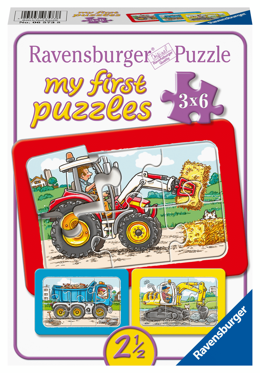 Ravensburger - My first puzzles: Bagger, Traktor und Kipplaster 3x6 Teile