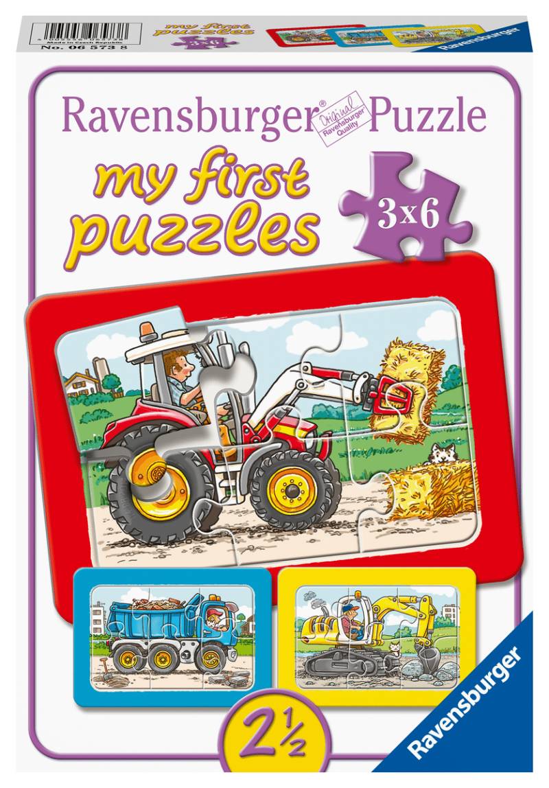 Ravensburger - My first puzzles: Bagger, Traktor und Kipplaster 3x6 Teile Ravensburger - My first puzzles: Bagger, Traktor und Kipplaster 3x6 Teile