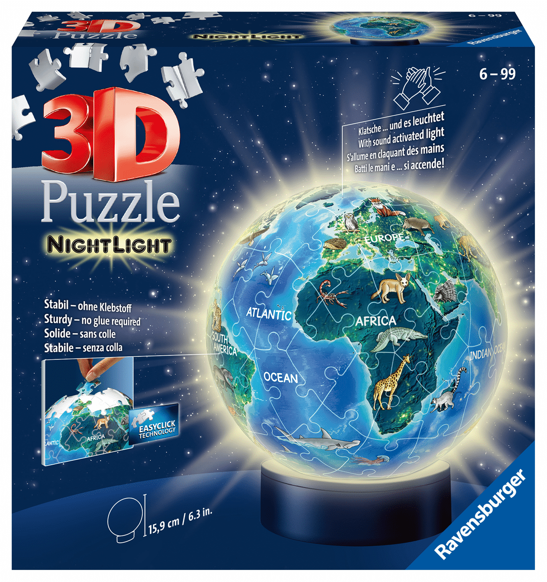 Ravensburger - Puzzle 3D Kugel Nachtlicht Erde