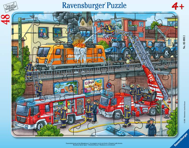 Ravensburger - Rahmenpuzzle Feuerwehreinsatz an den Bahngleisen Ravensburger - Rahmenpuzzle Feuerwehreinsatz an den Bahngleisen