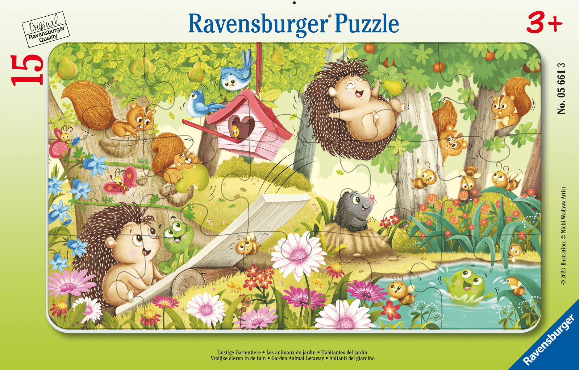 Ravensburger - Rahmenpuzzle Lustige Gartentiere 15 Teile