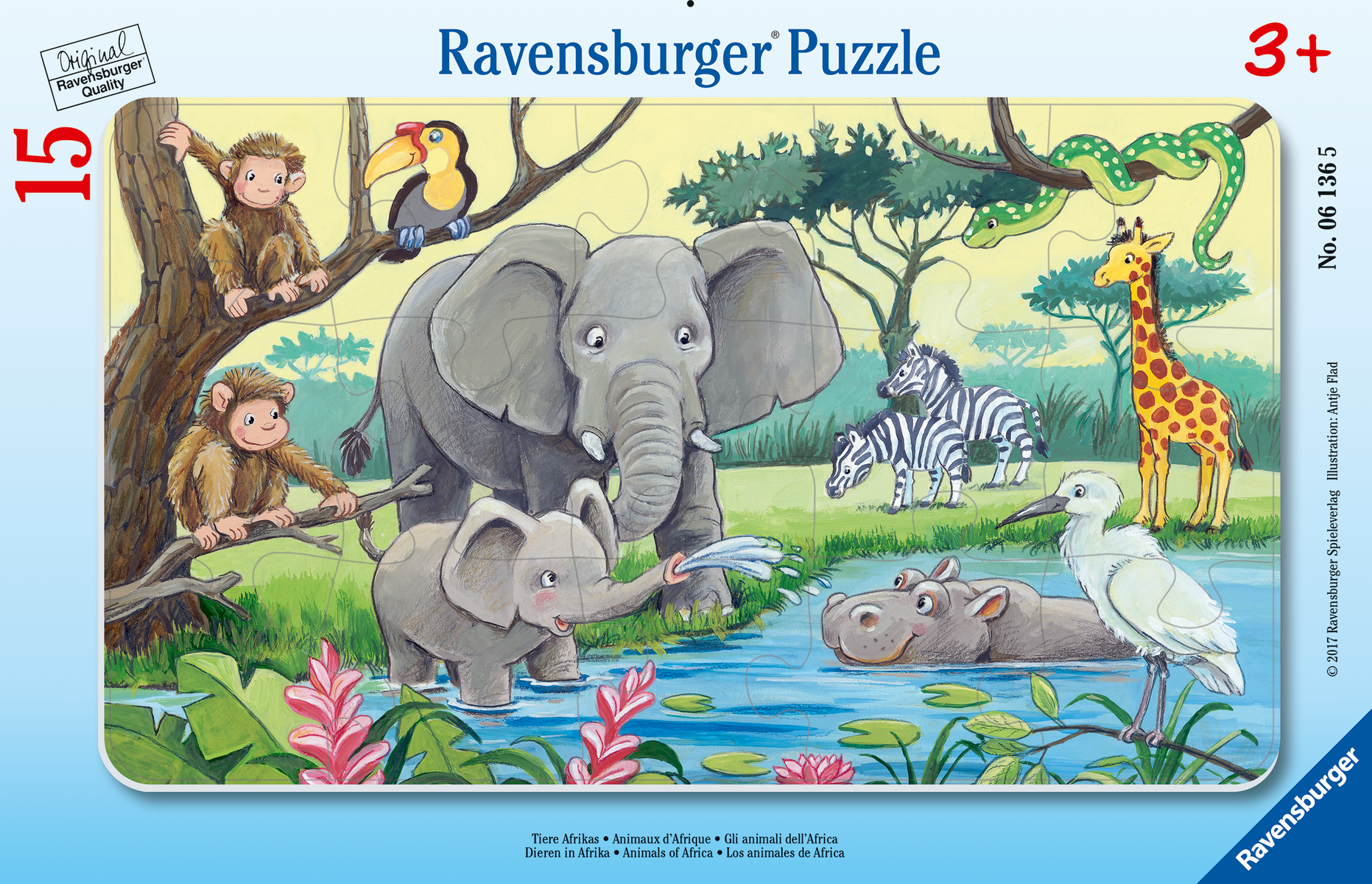 Ravensburger - Rahmenpuzzle Tiere Afrikas 15 Teile