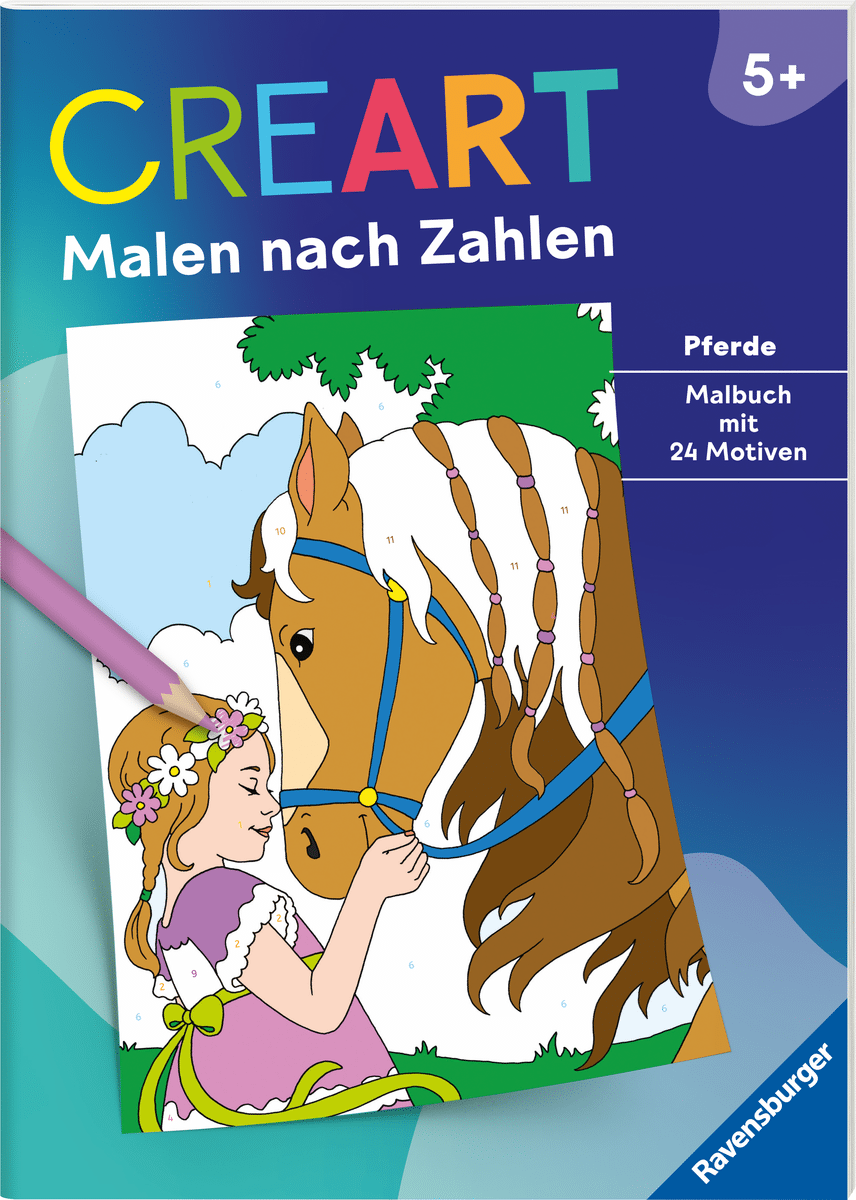 Ravensburger - Ravensburger CreArt Malen nach Zahlen ab 5: Pferde, Malbuch, 24 Motive Ravensburger - Ravensburger CreArt Malen nach Zahlen ab 5: Pferde, Malbuch, 24 Motive