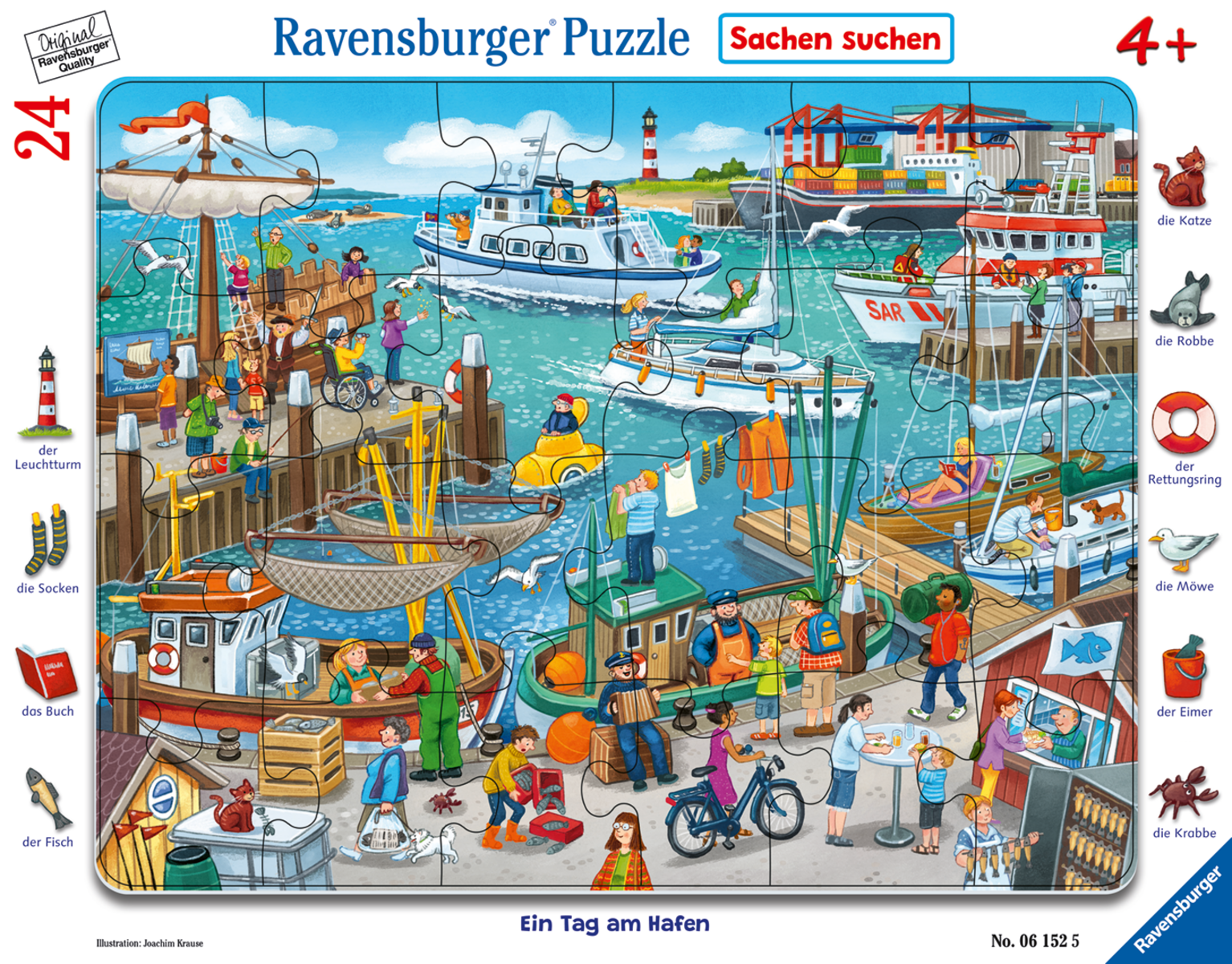 Ravensburger - Ravensburger Kinderpuzzle - 06152 Ein Tag am Hafen - Rahmenpuzzle für Kinder ab