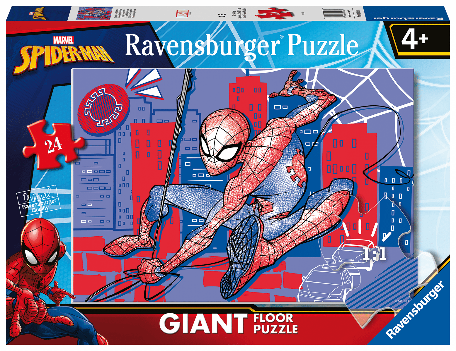 Ravensburger - Ravensburger Kinderpuzzle 03088 - Der Superheld Spiderman - Bodenpuzzle mit 24 großen Puzzleteilen, für kleine Spiderman-Fans ab 3