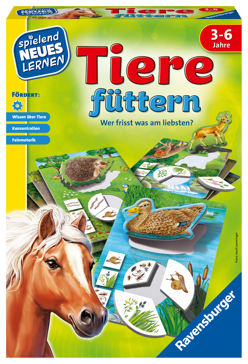 Ravensburger - Tiere füttern, Lernspiel Tiere/Konzentration/Feinmotorik