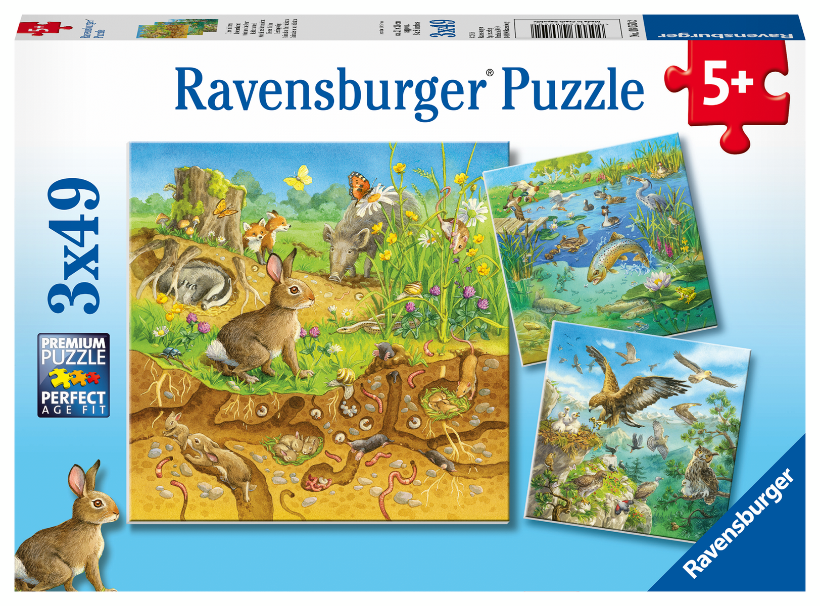 Ravensburger - Über Tiere in ihren Lebensräumen Puzzle 3 x 49 Teile