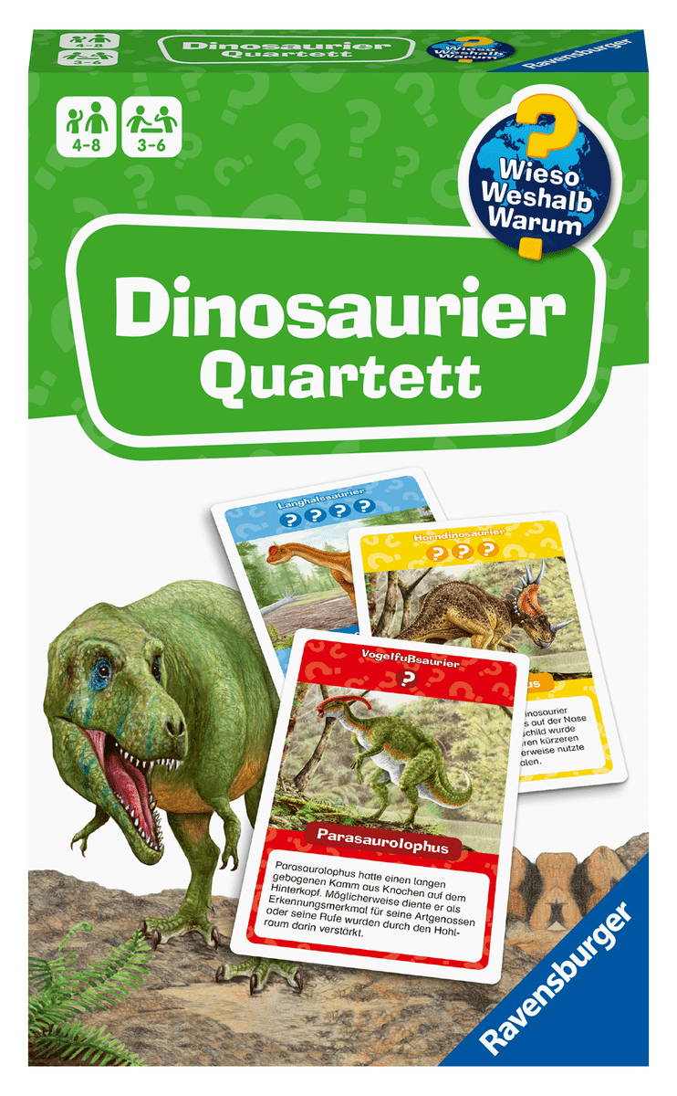 Ravensburger - Wieso? Weshalb? Warum? Dinosaurier Quartett - Reisespiel ab 4 Jahren