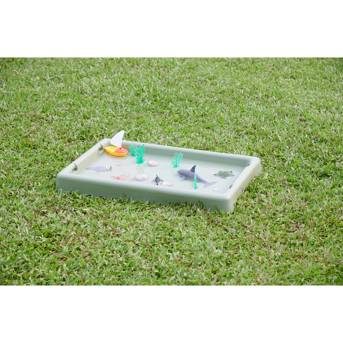 Rechteckiges Spielbrett salbeifarbig 5er Set