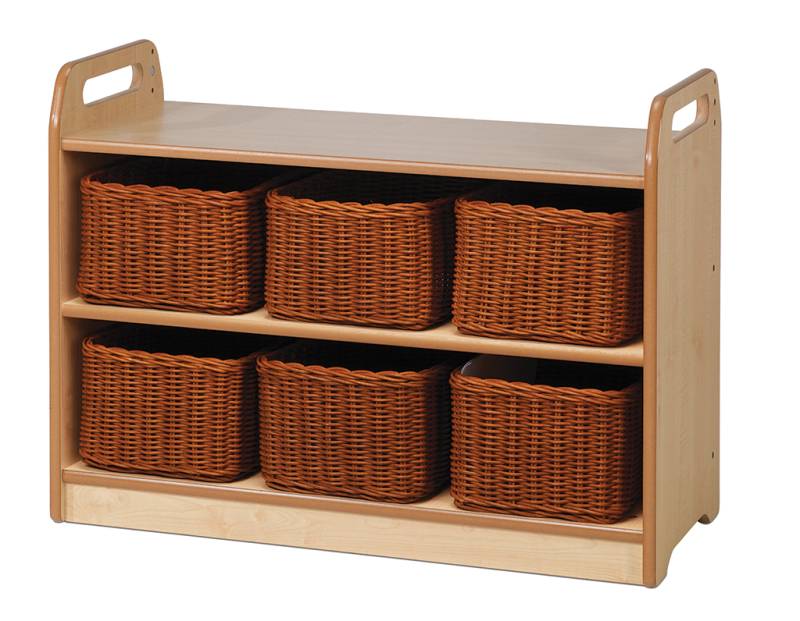 Regaleinheit mit Vitrine, verspiegelter Rückwand und 6 Körben