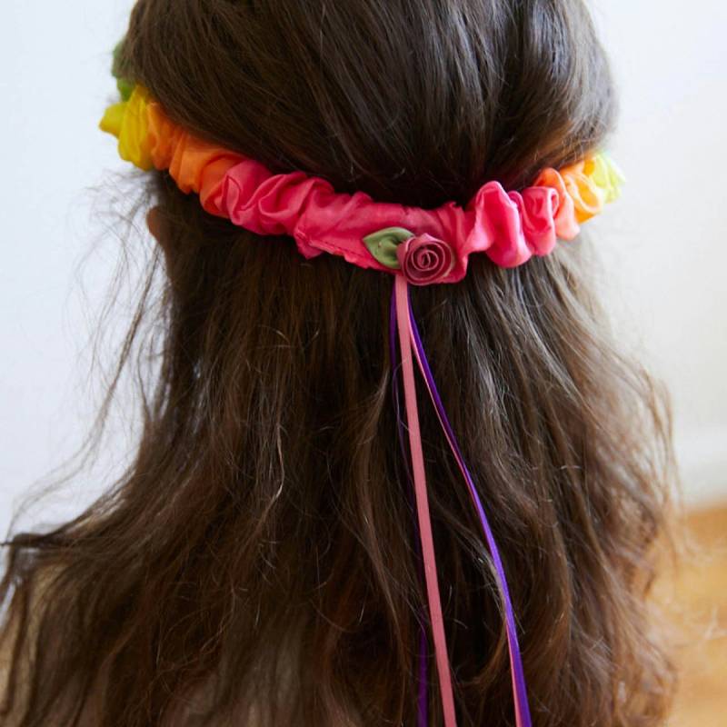 Regenbogen Haarkranz aus Seide