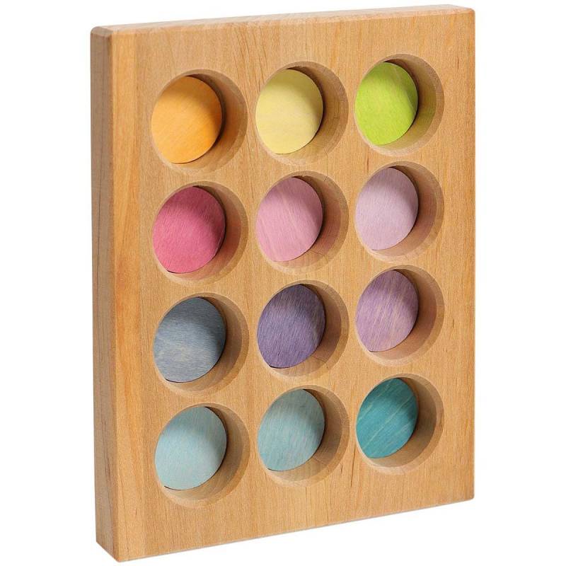 Regenbogen Sortierbrettchen Steckspiel ab 1 Jahr pastell (18x14x2 cm)