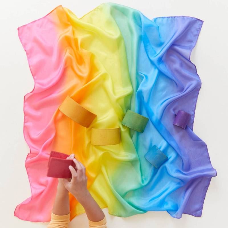 Regenbogen Spieltuch Seide mittel 89 x 89 cm Regenbogen Spieltuch Seide mittel 89 x 89 cm