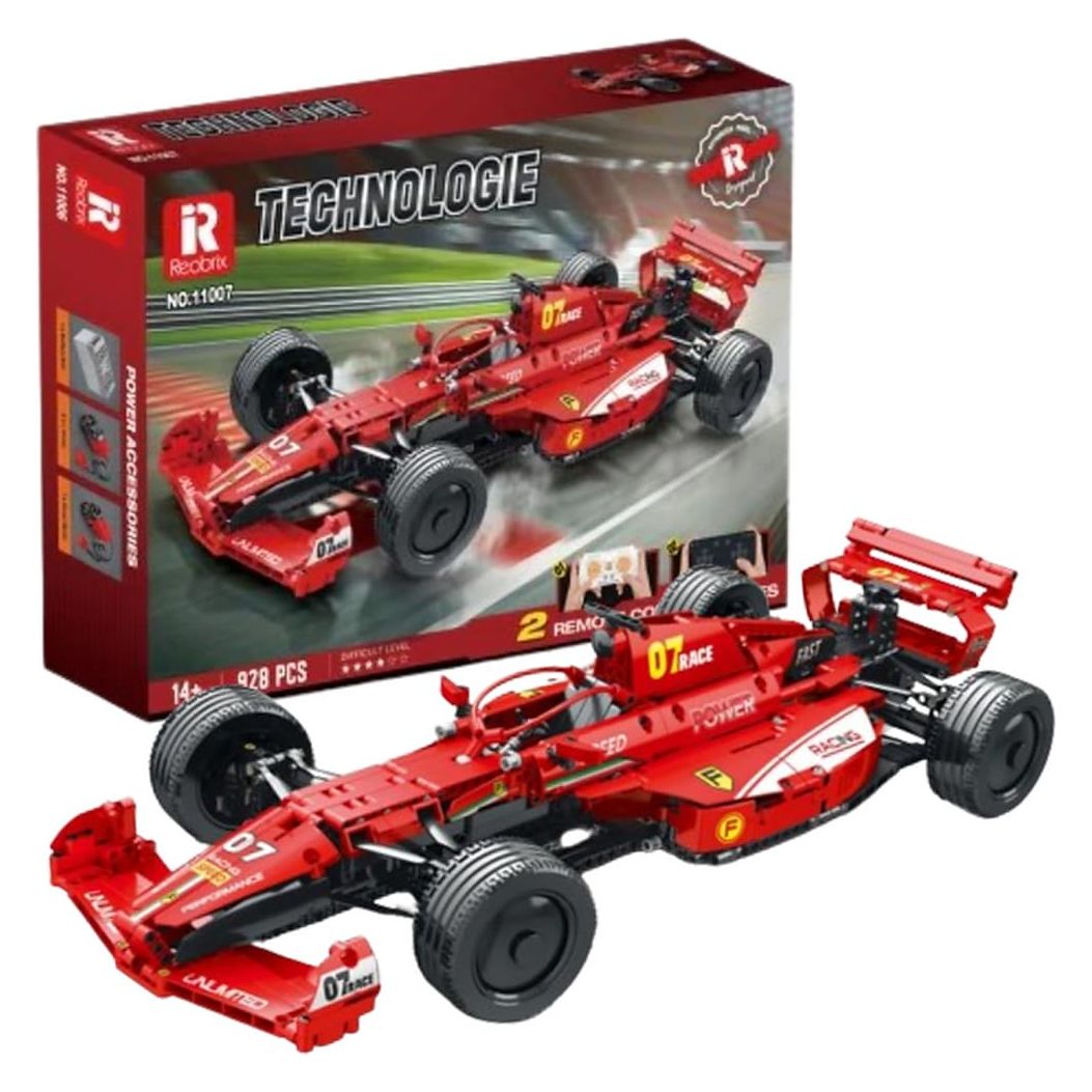 Reobrix 11007-D - Technik F1 Rennauto Klemmbausteine Set mit 2,4 Ghz Power Funktions