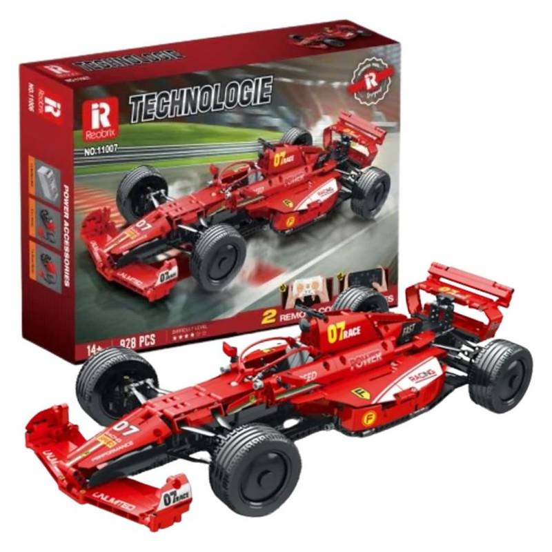Reobrix 11007-D - Technik F1 Rennauto Klemmbausteine Set mit 2,4 Ghz Power Funktions