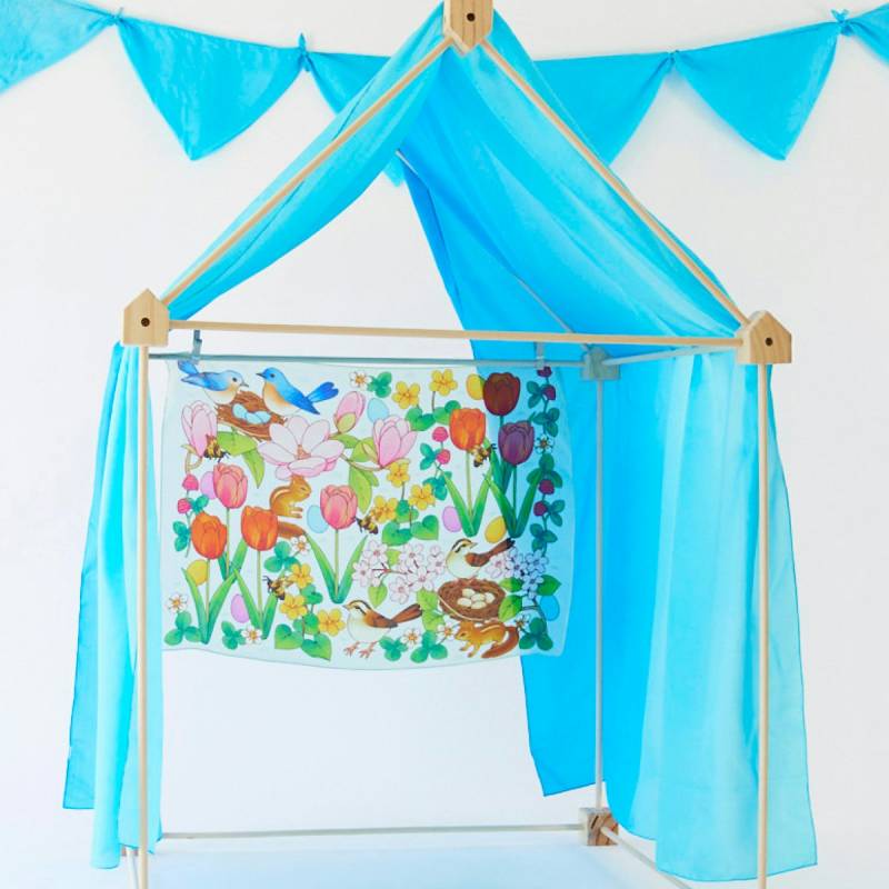 Riesiges Spieltuch Seide Glockenblumen-blau 137 x 274 Riesiges Spieltuch Seide Glockenblumen-blau 137 x 274