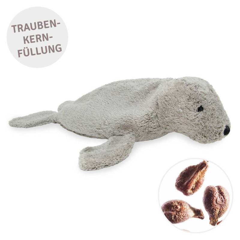 Robbe klein Traubenkernfüllung – Kuscheltier Wärmekissen grau