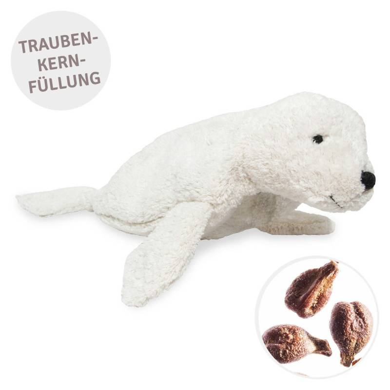Robbe klein Traubenkernfüllung – Kuscheltier Wärmekissen weiß