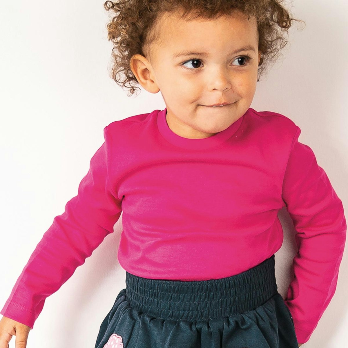 Robustes Langarmshirt uni in pink 74/80
