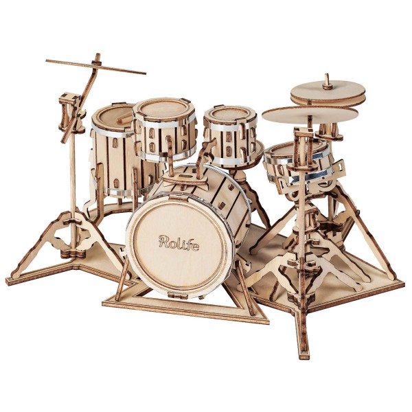 Rolife 3D Wooden Puzzle: Drum kit