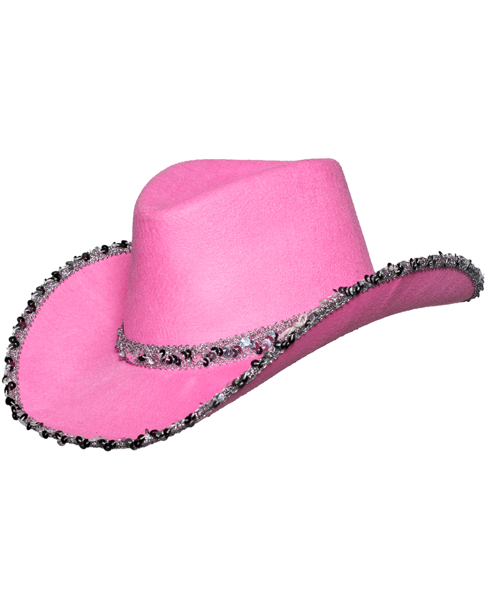 Rosa Cowboyhut mit Glitzer Rand