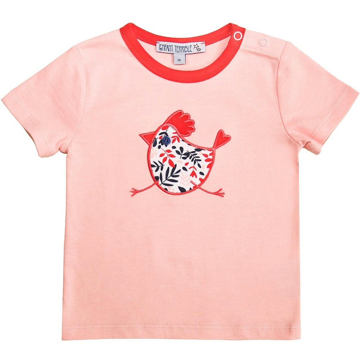 Rosa T-Shirt mit Druckknöpfen Huhn 80