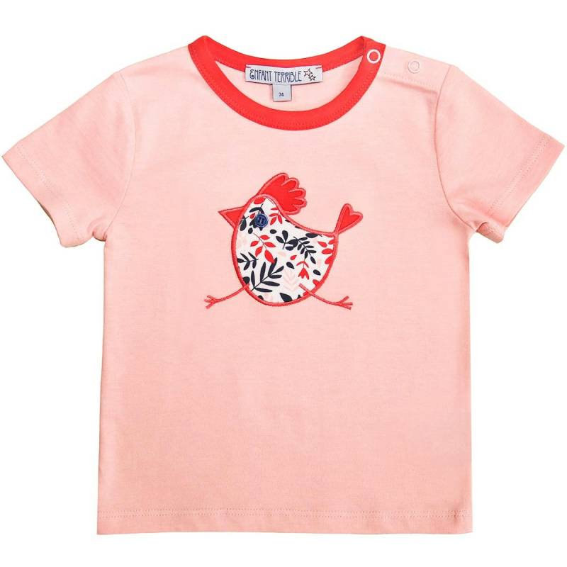 Rosa T-Shirt mit Druckknöpfen Huhn 80 Rosa T-Shirt mit Druckknöpfen Huhn 80
