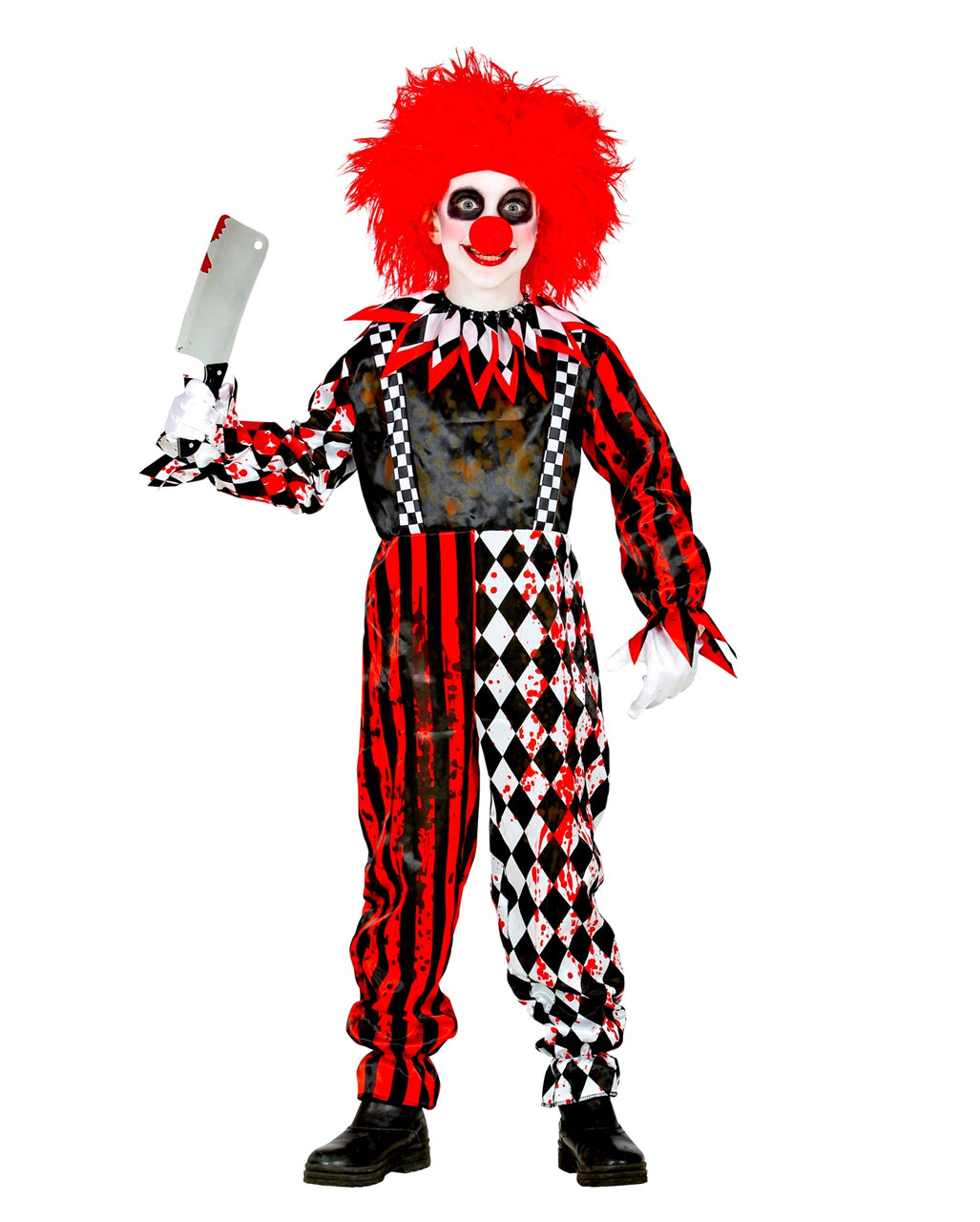 Rot/Weißer Killerclown mit Kragen Kinderkostüm
