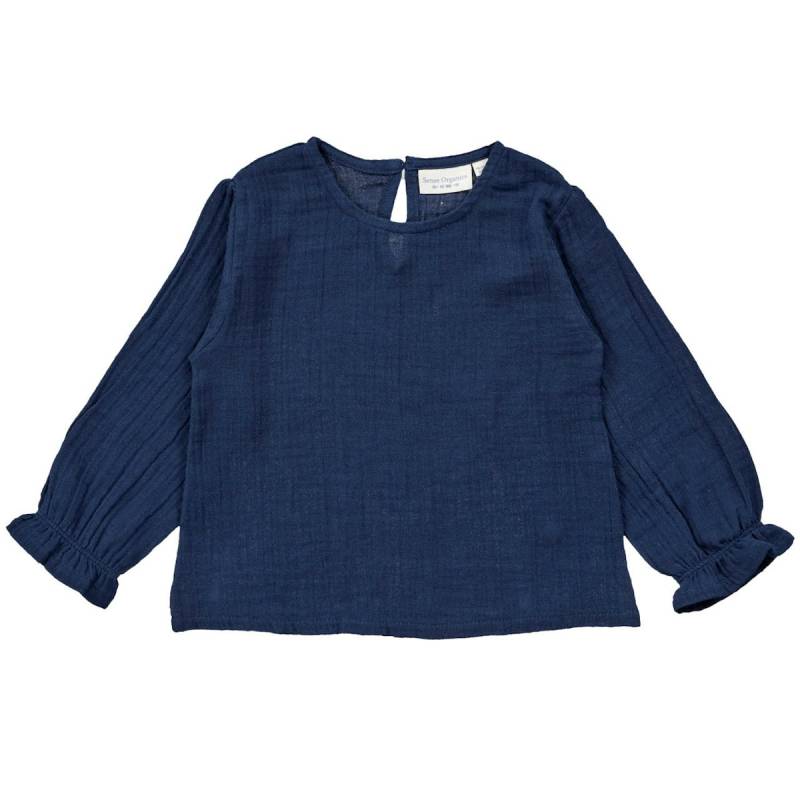 Rüschen Musselin Langarmshirt navy 122